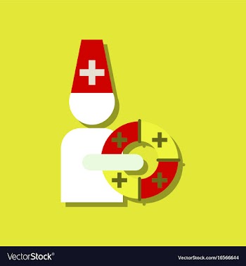 Flat icon design collection doctor with lifebuoy vector image
