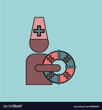 Flat icon design collection doctor with lifebuoy vector image