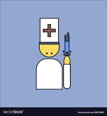 Flat icon design collection doctor with syringe vector image