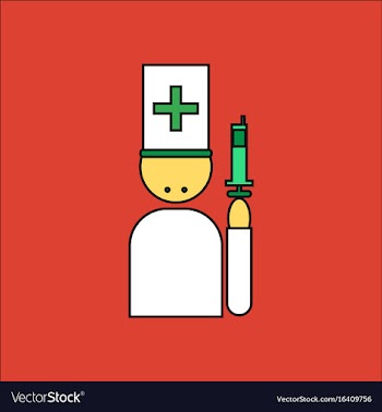 Flat icon design collection doctor with syringe vector image