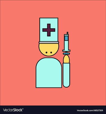 Flat icon design collection doctor with syringe vector image
