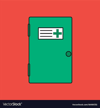 Flat icon design collection doctors door vector image