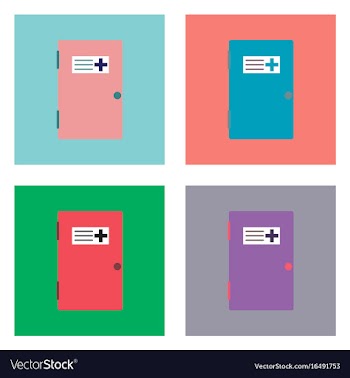 Flat icon design collection doctors door vector image