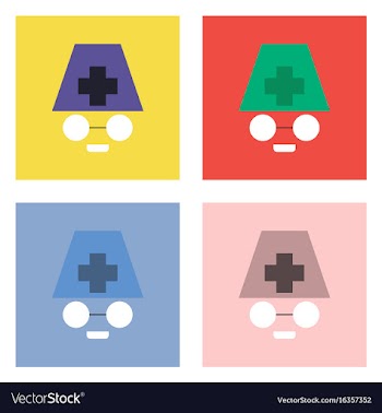 Flat icon design collection doctors face vector image
