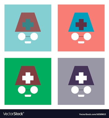 Flat icon design collection doctors face vector image
