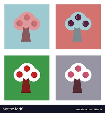 Flat icon design collection ecological tree vector image