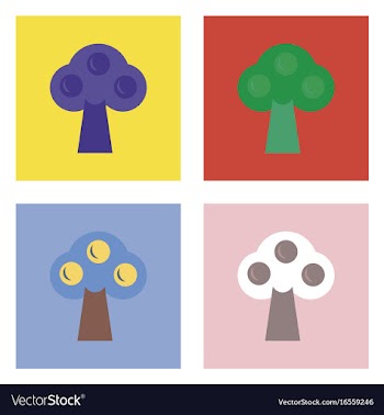 Flat icon design collection ecological tree vector image