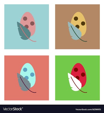 Flat icon design collection egg and leaf vector image