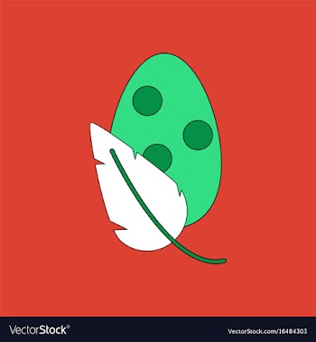 Flat icon design collection egg and leaf vector image