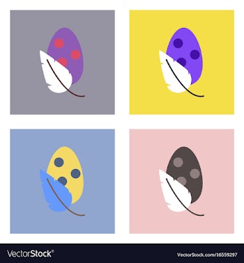 Flat icon design collection egg and leaf vector image