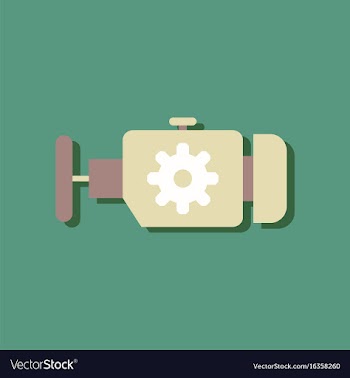 Flat icon design collection engine and gear in vector image