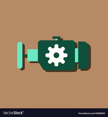 Flat icon design collection engine and gear in vector image