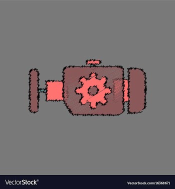 Flat icon design collection engine and gear in vector image