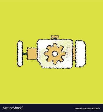 Flat icon design collection engine and gear in vector image