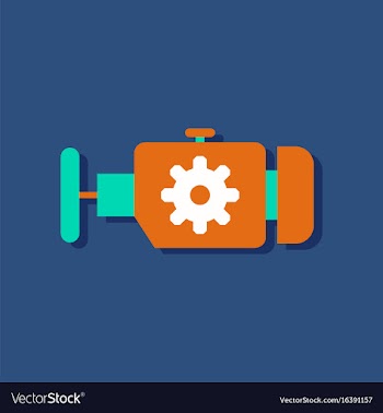 Flat icon design collection engine and gear in vector image