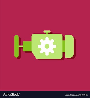 Flat icon design collection engine and gear in vector image