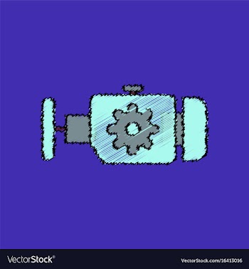 Flat icon design collection engine and gear in vector image