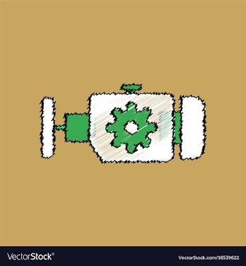 Flat icon design collection engine and gear in vector image