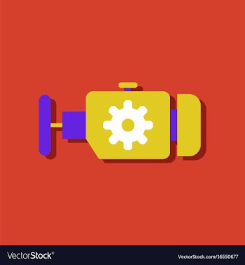 Flat icon design collection engine and gear in vector image