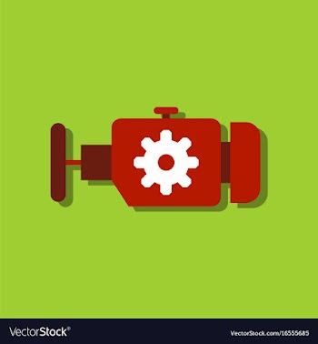 Flat icon design collection engine and gear in vector image