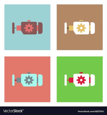 Flat icon design collection engine and gear vector image