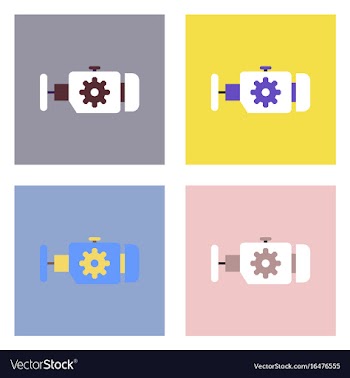 Flat icon design collection engine and gear vector image