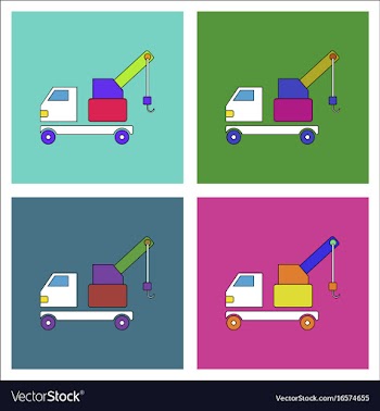 Flat icon design collection evacuator silhouette vector image