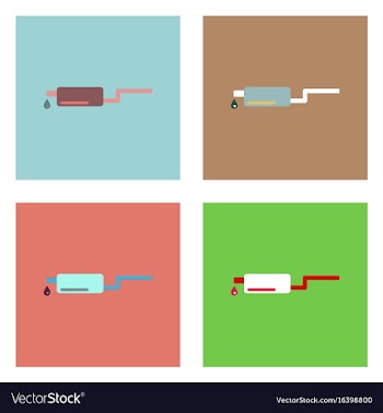 Flat icon design collection exhaust pipe and drop vector image