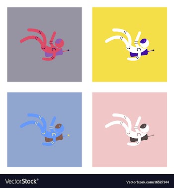 Flat icon design collection falling astronaut vector image