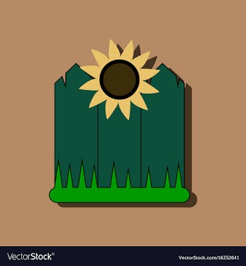 Flat icon design collection fence and sunflowers vector image