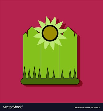 Flat icon design collection fence and sunflowers vector image