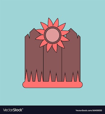 Flat icon design collection fence and sunflowers vector image