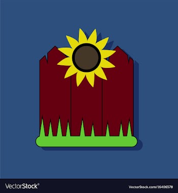 Flat icon design collection fence and sunflowers vector image