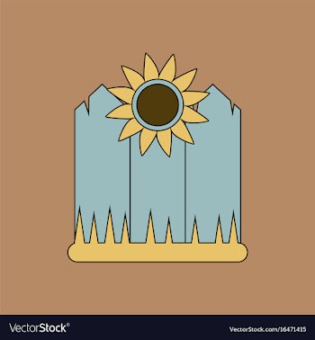 Flat icon design collection fence and sunflowers vector image