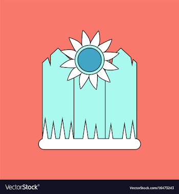 Flat icon design collection fence and sunflowers vector image