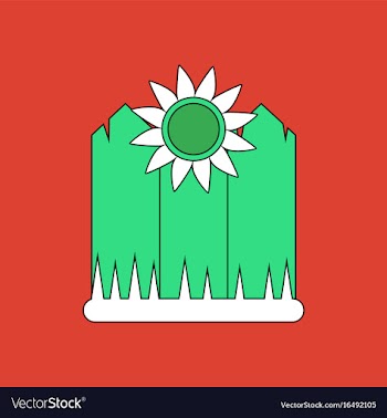 Flat icon design collection fence and sunflowers vector image
