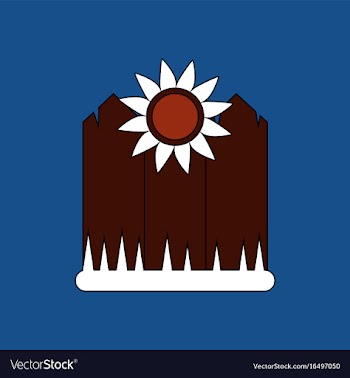 Flat icon design collection fence and sunflowers vector image