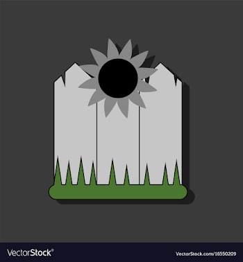 Flat icon design collection fence and sunflowers vector image