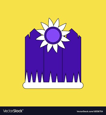 Flat icon design collection fence and sunflowers vector image