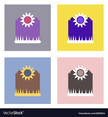 Flat icon design collection fence and sunflowers vector image
