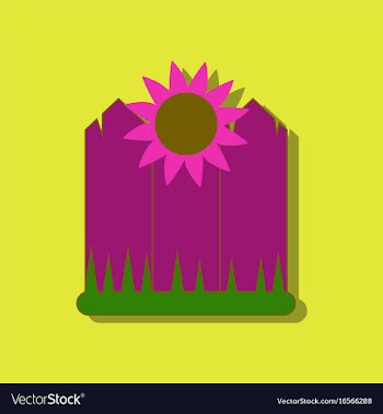 Flat icon design collection fence and sunflowers vector image