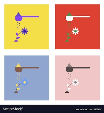 Flat icon design collection fertilizer and flower vector image