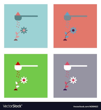 Flat icon design collection fertilizer and flower vector image