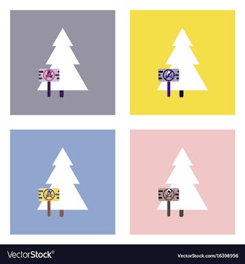 Flat icon design collection fir-tree with plaque vector image