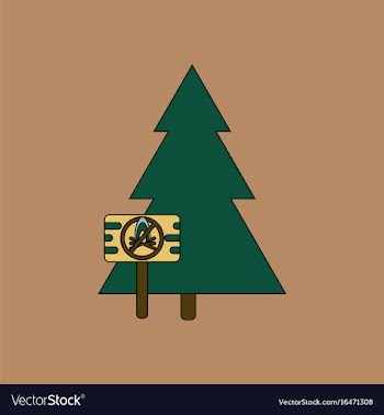 Flat icon design collection fir-tree with plaque vector image