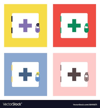 Flat icon design collection first aid kit on the vector image
