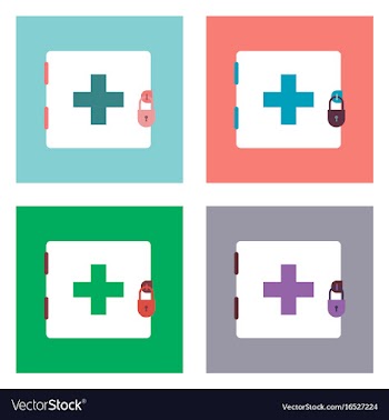 Flat icon design collection first aid kit on the vector image