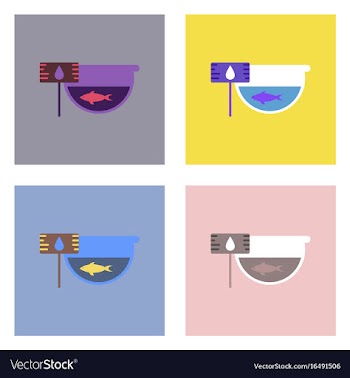 Flat icon design collection fish in an aquarium vector image