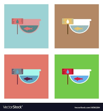 Flat icon design collection fish in an aquarium vector image