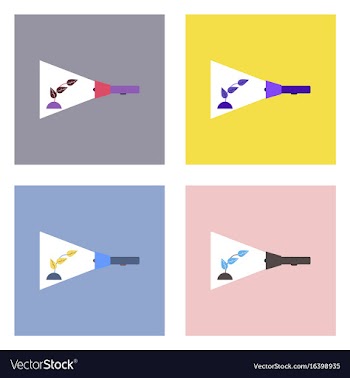 Flat icon design collection flashlight and plant vector image